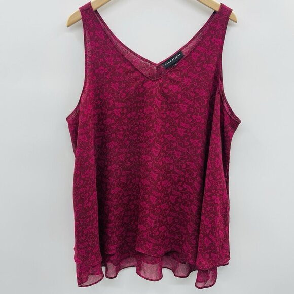 Lane Bryant Womens Plus Size 20 Swing Floral Double-Layer Chiffon Tank Top 1290 - Picture 1 of 7